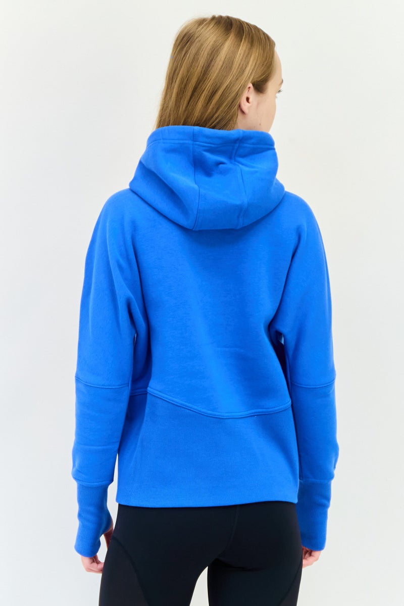 Hoka Women Sportswear Fit Long Sleeves Outdoor Hoodie, Blue  - Image 3