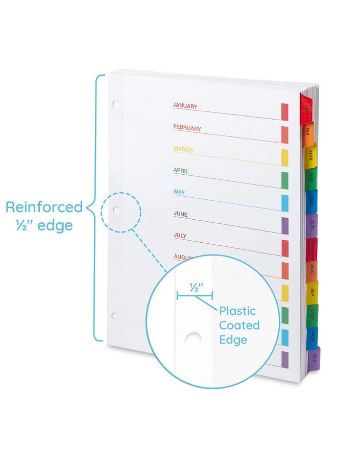 Blue Summit Supplies 12 Month Dividers For Binders, Jan To Dec Monthly Tabs, Includes Customizable Table Of Contents Index, 6 Sets  - Image 2