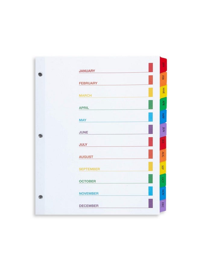 Blue Summit Supplies 12 Month Dividers For Binders, Jan To Dec Monthly Tabs, Includes Customizable Table Of Contents Index, 6 Sets  - Image 3