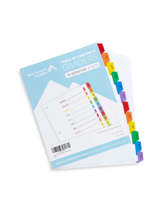 Blue Summit Supplies 12 Month Dividers For Binders, Jan To Dec Monthly Tabs, Includes Customizable Table Of Contents Index, 6 Sets  - Image 4