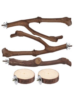 Mogoko Mogoko 5PCS Bird Perch Natural Wood Grape Stick Bird Stand, 3 Grape Stick Paw Grinding Fork Parakeet Chewing Stick 2 Parrot Stand Branch, Chewing Exercise Branches Bird Cage Accessories  - Image 1
