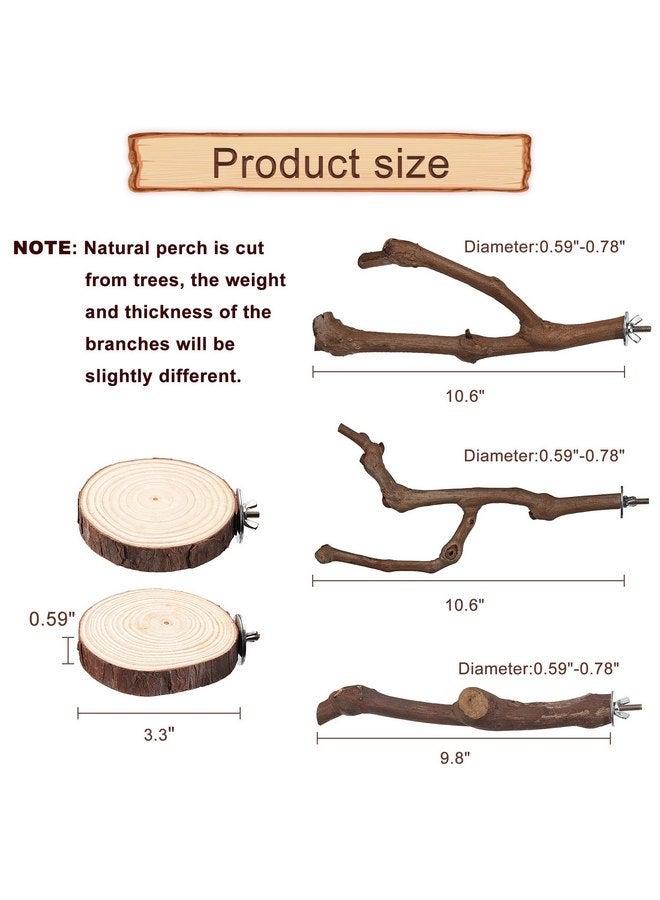 Mogoko 5PCS Bird Perch Natural Wood Grape Stick Bird Stand, 3 Grape Stick Paw Grinding Fork Parakeet Chewing Stick 2 Parrot Stand Branch, Chewing Exercise Branches Bird Cage Accessories - Image 3