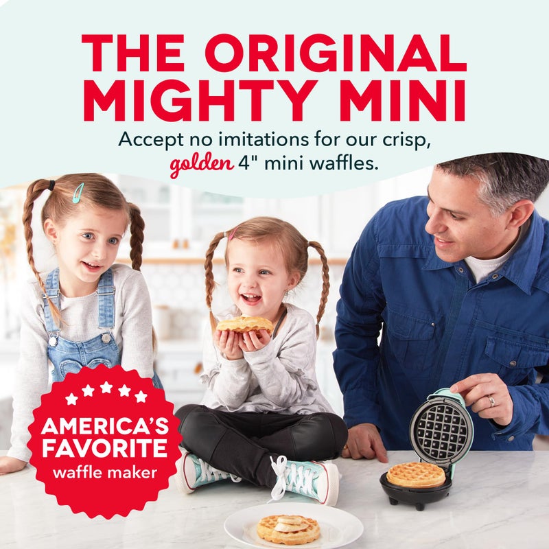 Dash Mini Waffle Maker- Compact Electric Iron for Creative Homemade Treats - Nonstick Surface - Easy-to-Clean - Perfect for Kids & Families - Aqua - Image 2