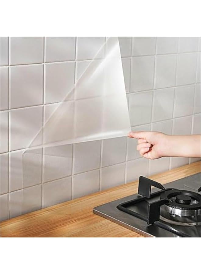 HOOKOR Clear Oil Proof Wall Sticker for kitchen,60 * 500CM Contact Paper Decorative Self Adhesive Removable Wallpaper, Kitchen Backsplash Wall Protector Transparent Self-Adhesive Sticker Cupboard Household - Image 1