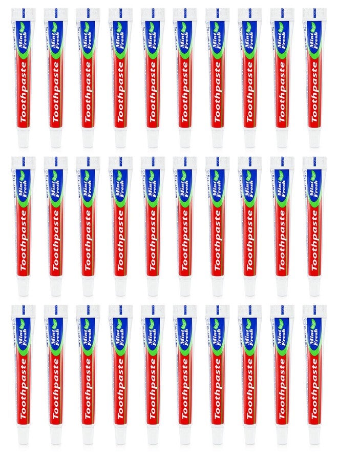 Zhjianup 30 Tubes Bulk Travel Size Mini Toothpaste, 0.35 oz Disposable Mint Flavor Pocket Teeth Paste Small Essential Toothpaste for Travel, Home/Hotel/Guests/Charity/Homeless/Camping Oral Care (Single Use - Image 1