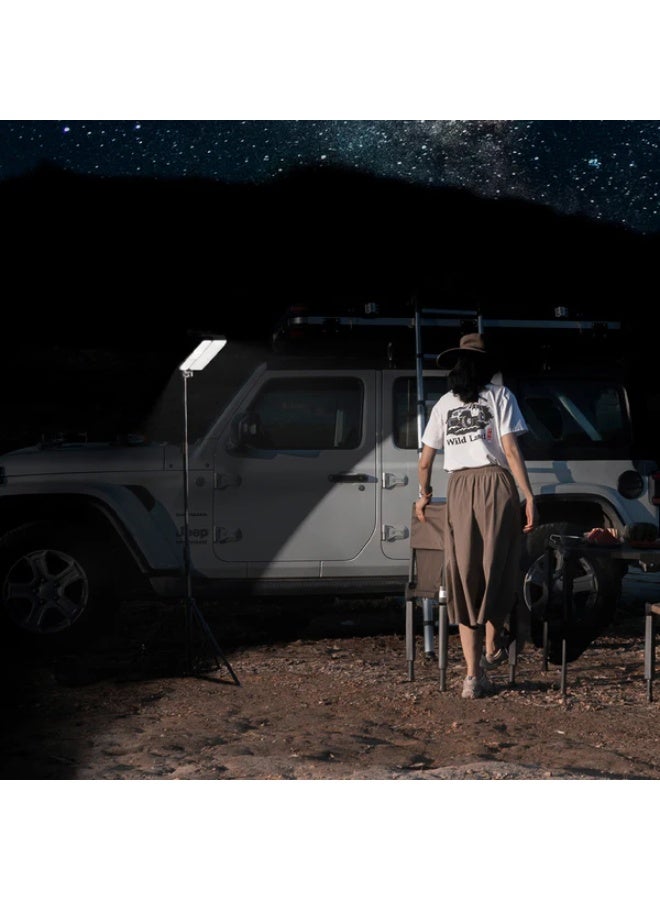 كروني مصباح كروني Cn-26 الخارجي الشمسي ثنائي الرأس - سطوع 26 واط 3000 لومن، بطارية احتياطية 5200 مللي أمبير/ساعة، مدخل Type-C، 5 أوضاع إضاءة مع حامل ثلاثي القوائم للصيد والتخييم - Image 4