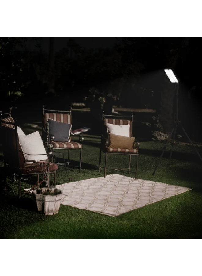 كروني مصباح كروني Cn-26 الخارجي الشمسي ثنائي الرأس - سطوع 26 واط 3000 لومن، بطارية احتياطية 5200 مللي أمبير/ساعة، مدخل Type-C، 5 أوضاع إضاءة مع حامل ثلاثي القوائم للصيد والتخييم - Image 5