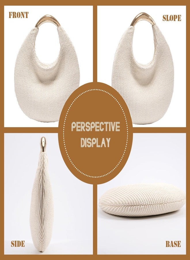 PHILOMENA Straw Bag for Women Crescent Bag, Boho Chic Summer Beach Braided Tote Purse Lightweight & Stylish Top Handle Handbag (Beige) - Image 2