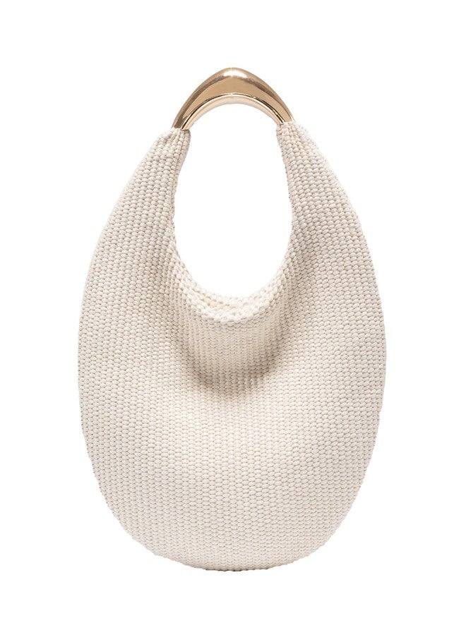 PHILOMENA Straw Bag for Women Crescent Bag, Boho Chic Summer Beach Braided Tote Purse Lightweight & Stylish Top Handle Handbag (Beige) - Image 1