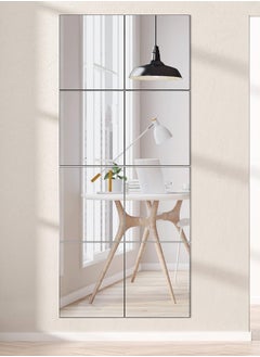 Generic Glass Full Length Wall Mirror Tiles22×22CM 8PCS, Frameless Full Body Mirror for Home Gym, Bedroom, Living Room Versatile Wall Mirror with Unrivaled Clarity  - Image 1