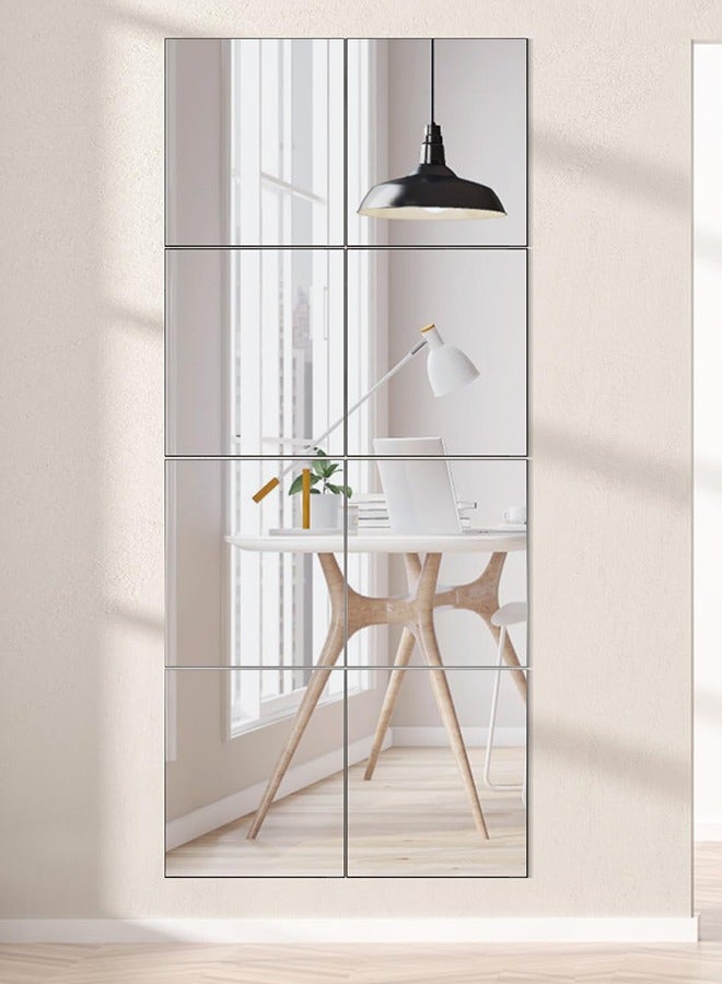 Glass Full Length Wall Mirror Tiles22×22CM 8PCS, Frameless Full Body Mirror for Home Gym, Bedroom, Living Room Versatile Wall Mirror with Unrivaled Clarity - Image 1