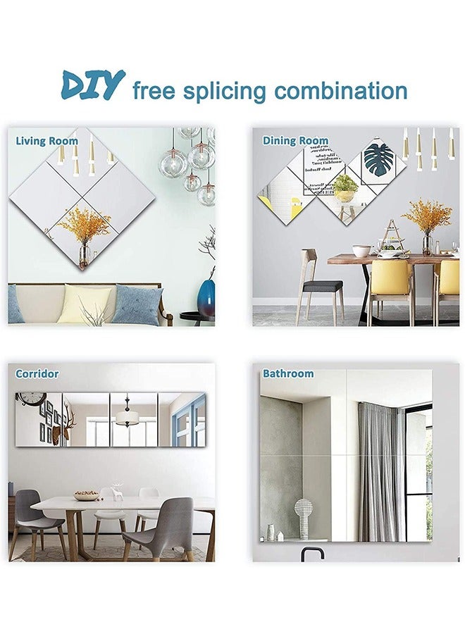 Glass Full Length Wall Mirror Tiles22×22CM 8PCS, Frameless Full Body Mirror for Home Gym, Bedroom, Living Room Versatile Wall Mirror with Unrivaled Clarity - Image 3