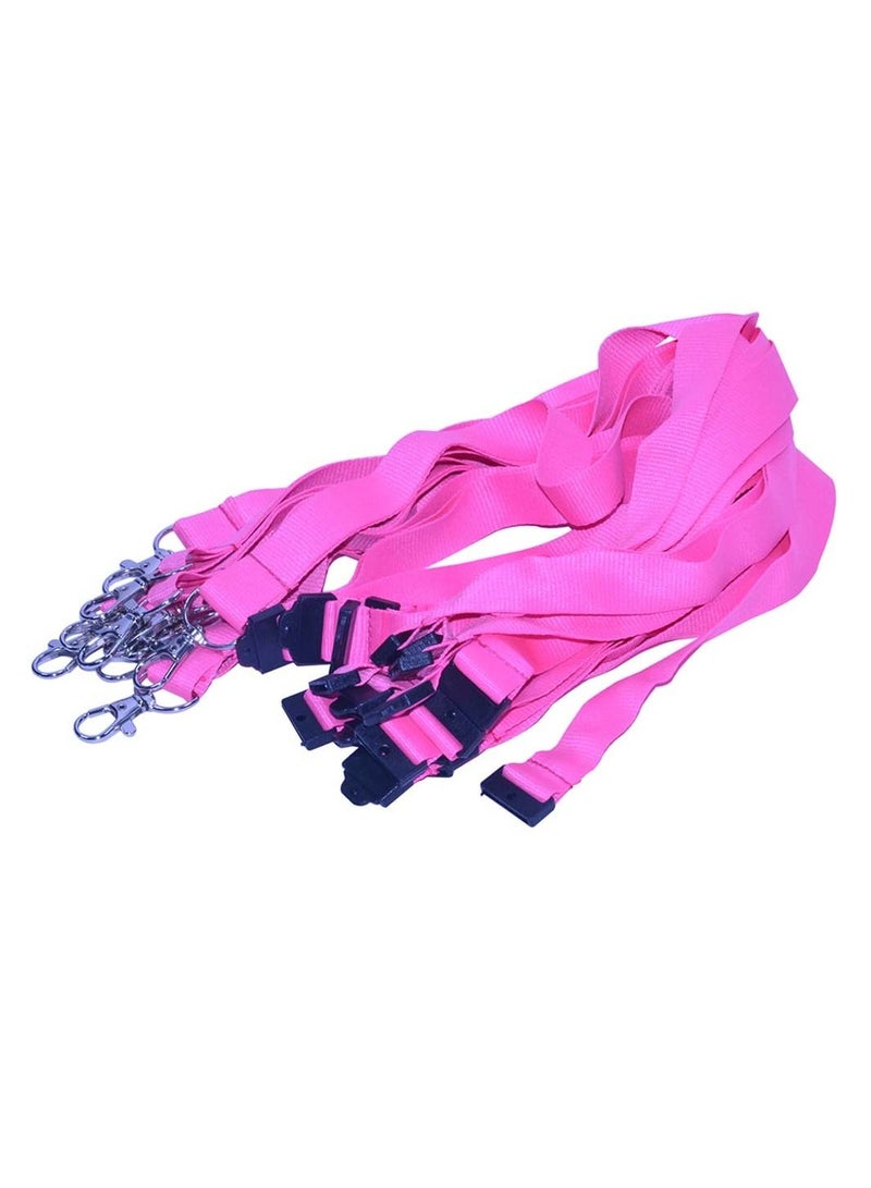 FIS Pack of 50 Pieces Flat Lanyard With Hook And Safety Buckle Badge Holder Pink - Image 1