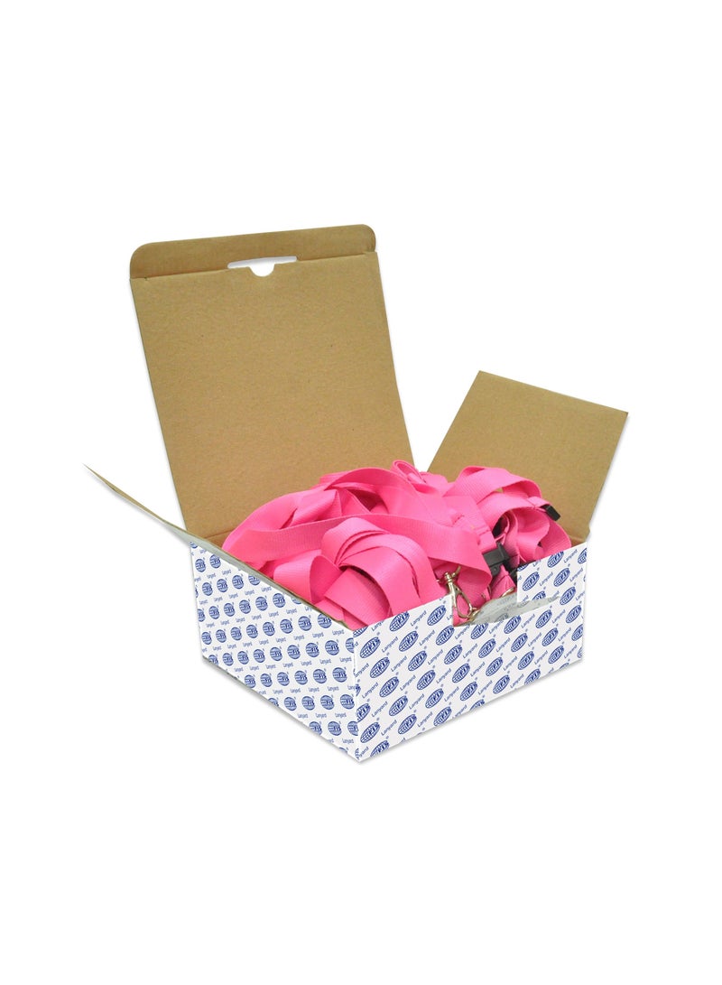 FIS Pack of 50 Pieces Flat Lanyard With Hook And Safety Buckle Badge Holder Pink - Image 3