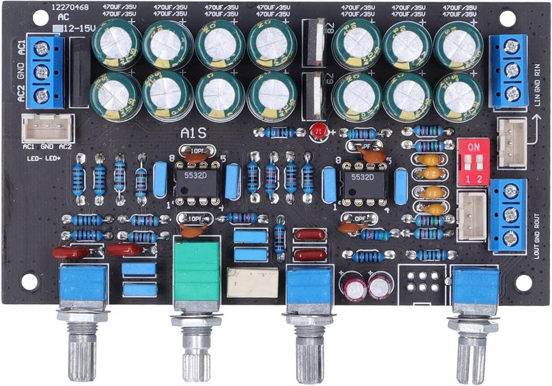 Tone Board Preamp Amplifier Parts with Magnification Switch, AC 12V - 18V, PCB Material - Fully Enclosed Potentiometer, Op Amp Socket Upgradeable, for Audio - Image 1
