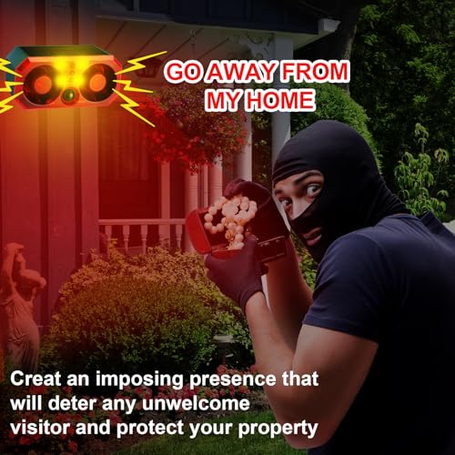 Qualirey 2 Pcs Solar Outdoor Motion Sensor Alarm Motion Sensor Animal Deterrent Dog Barking Alarm 13 Sound 130db Loud Noise Maker 4 Mode with USB Remote Control Support Recording Volume Adjustment - Image 5