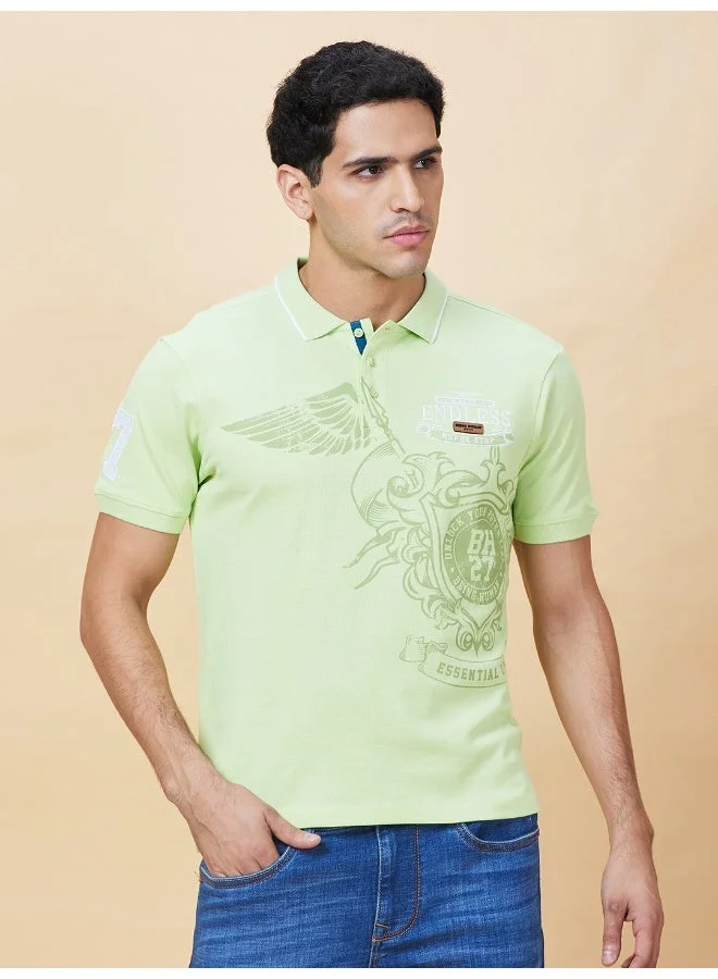 Being Human Mens Light Green Polo Collar Short Sleeve Polo T-Shirt