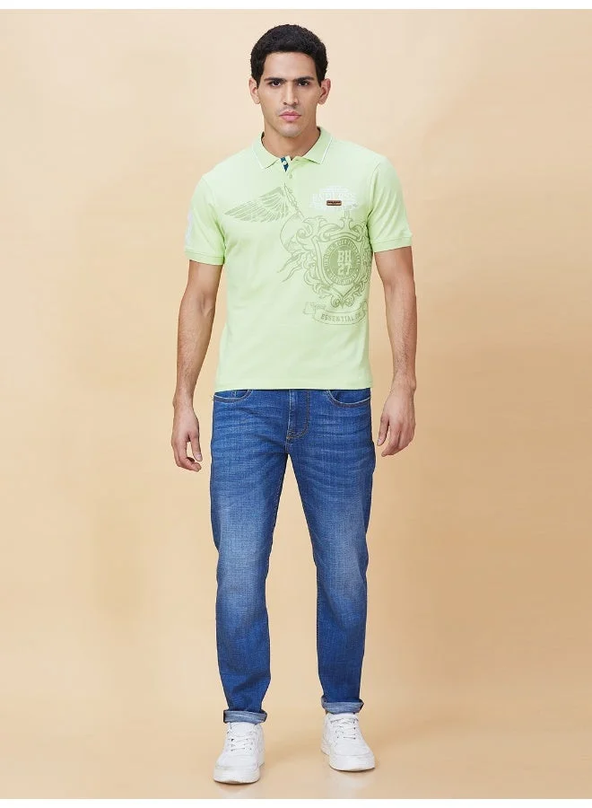 Being Human Mens Light Green Polo Collar Short Sleeve Polo T-Shirt