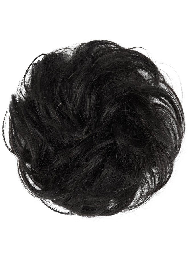 فيشبن ربطات شعر بشري 100% من FESHFEN (لون أسود طبيعي 1B) وصلات شعر مجعدة فوضوية على شكل كعكة شعر زفاف للنساء والأطفال تسريحات شعر مرفوعة على شكل كعكة دونات - Image 2