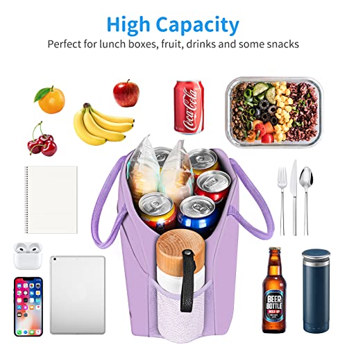 DALINDA Lunch Bag Lunch Box for Women Men Reusable Insulated Lunch Bags for Adults,Leakproof Cute Cooler Lunch Tote Bag, Large Capacity for Work Travel Picnic,Purple - Image 3
