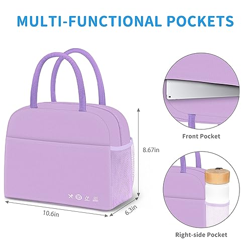 DALINDA Lunch Bag Lunch Box for Women Men Reusable Insulated Lunch Bags for Adults,Leakproof Cute Cooler Lunch Tote Bag, Large Capacity for Work Travel Picnic,Purple - Image 5