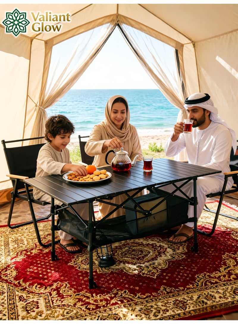 توهج شجاع طاولة تخييم خارجية قابلة للطي (خفيفة الوزن) 95 سم | طاولة قابلة للطي مع حقيبة تخزين مقاومة للماء، حقيبة تخزين كبيرة السعة وحقيبة حمل | طاولة نزهة خارجية قابلة للطي/طاولة ظهر | طاولة لف خفيفة الوزن وقابلة للحمل مصنوعة من سبائك الألومنيوم - Image 3