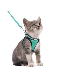 Rabbitgoo Cat Harness and Leash Set for Walking Escape Proof, Adjustable Soft Kittens Vest with Reflective Strip for Cats, Comfortable Outdoor Vest,Green,S  - Image 1