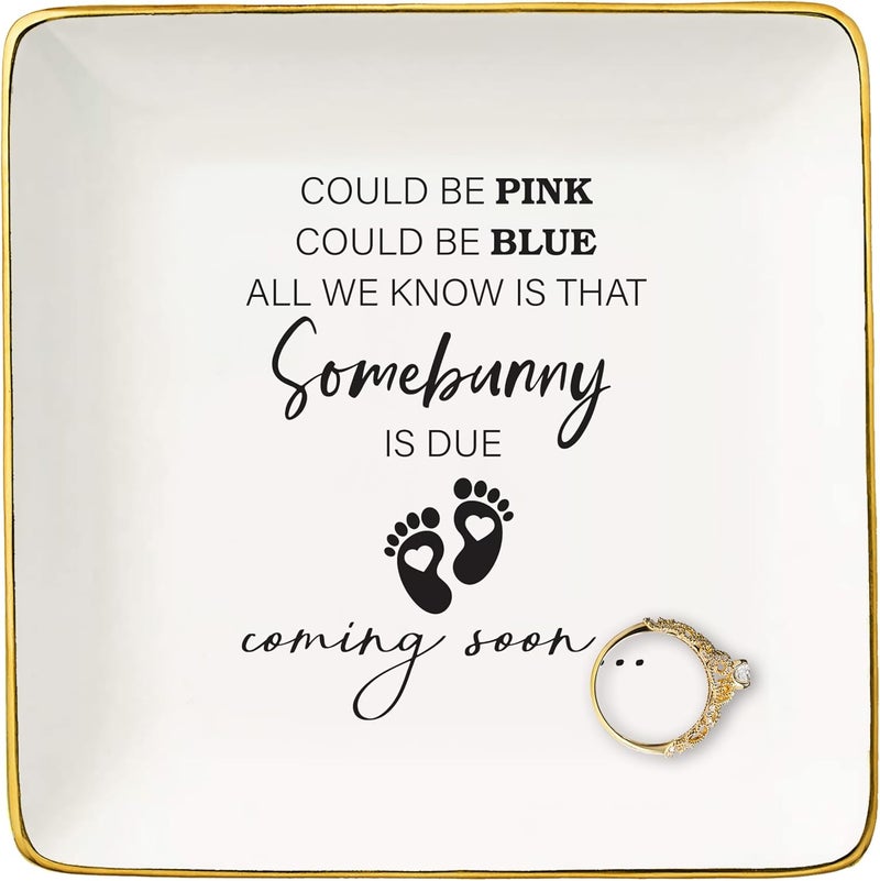 NZY Mothers Day Christmas Gift,Baby Pregnancy Announcement Gifts-Promoted to Grandma,Aunt,Godmother-Baby Coming Soon-New Baby Reveal Present for Mom Sister Friends-Jewelry Tray Trinket Holder Ring Dish - Image 1