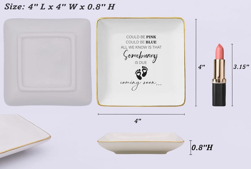 NZY Mothers Day Christmas Gift,Baby Pregnancy Announcement Gifts-Promoted to Grandma,Aunt,Godmother-Baby Coming Soon-New Baby Reveal Present for Mom Sister Friends-Jewelry Tray Trinket Holder Ring Dish - Image 5