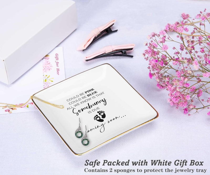 NZY Mothers Day Christmas Gift,Baby Pregnancy Announcement Gifts-Promoted to Grandma,Aunt,Godmother-Baby Coming Soon-New Baby Reveal Present for Mom Sister Friends-Jewelry Tray Trinket Holder Ring Dish - Image 2