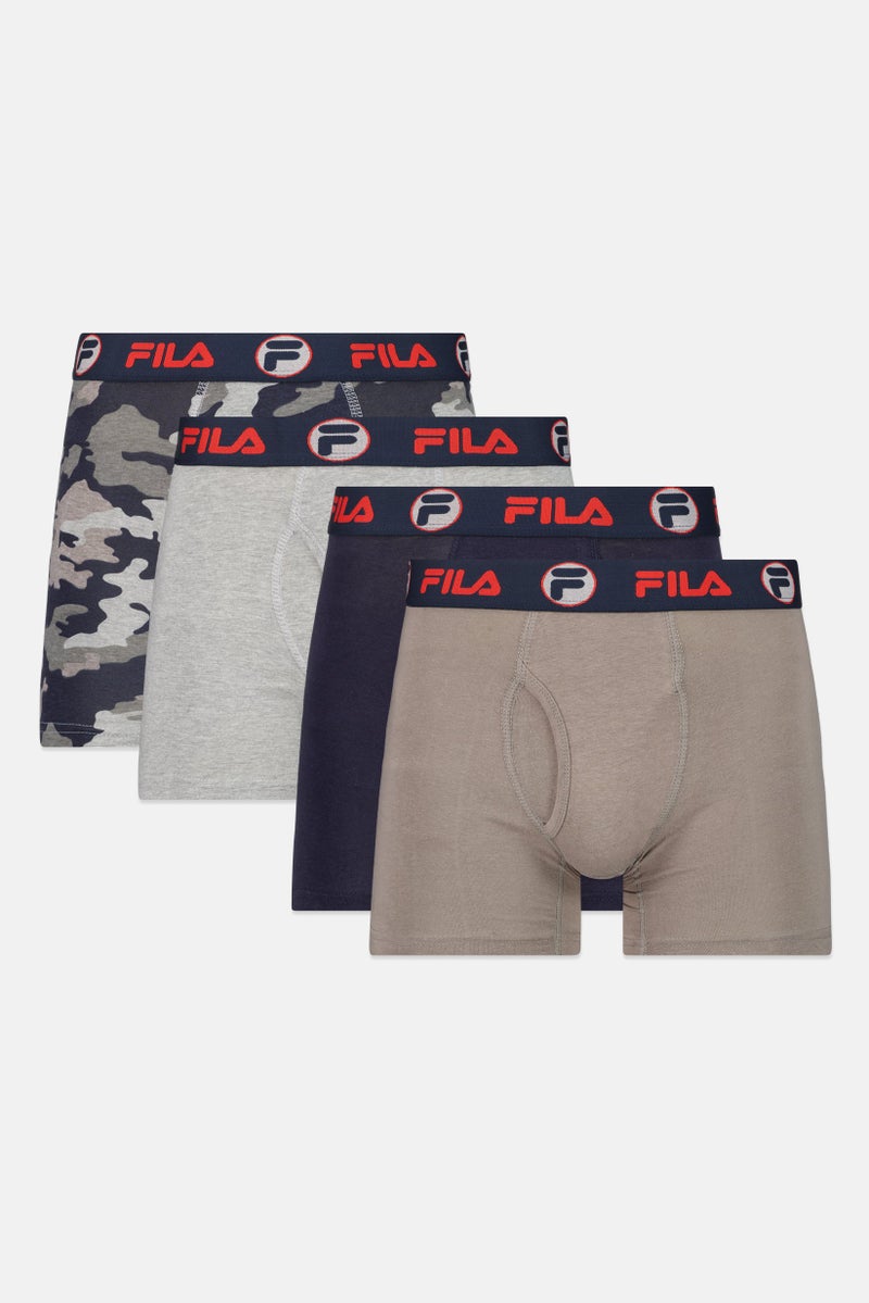 FILA شورت بوكسر مموه للرجال 4 قطع، متعدد الألوان - Image 1
