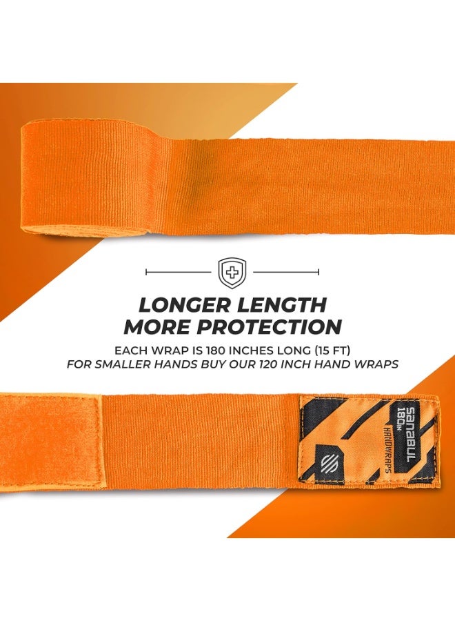 سنابول لفافات يد مرنة احترافية مقاس 180 بوصة للملاكمة كيك بوكسينغ Muay Thai MMA (برتقالي، 180 بوصة) - Image 4