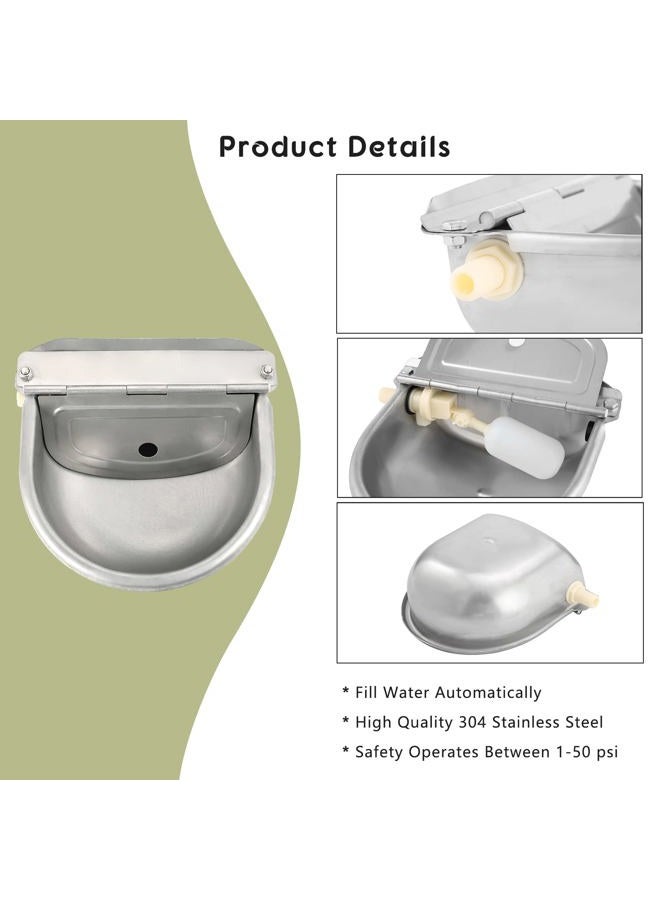 NATGAI Automatic Waterer Bowl with Float Valve and Braided Hose | Stainless Steel Stock Waterer Horse Cattle Goat Sheep Dog Waterer for Livestock Dog Goat Pig Waterer (Without Drainage Hole) - Image 4