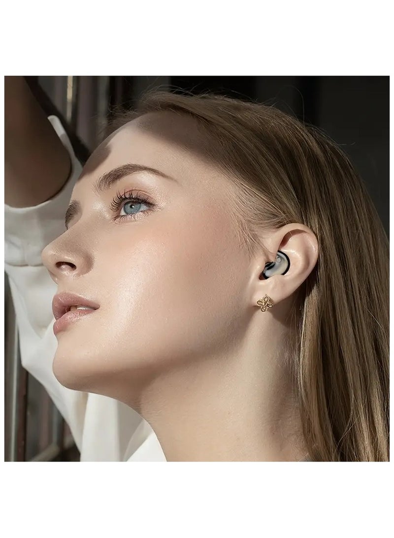 سماعات أذن لاسلكية غير مرئية تعمل بتقنية البلوتوث مع علبة شحن، مجموعة شرائح سوداء V5.3 - Image 2