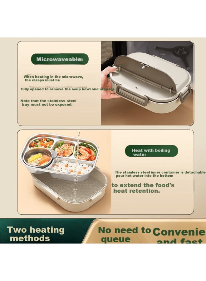 Ssn 316 Stainless Steel Lunch Box Microwaveable Large Capacity Divided Bento Box With Lid For Office Workers - Image 4