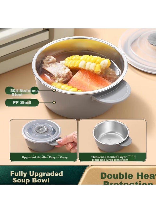 Ssn 316 Stainless Steel Lunch Box Microwaveable Large Capacity Divided Bento Box With Lid For Office Workers - Image 3