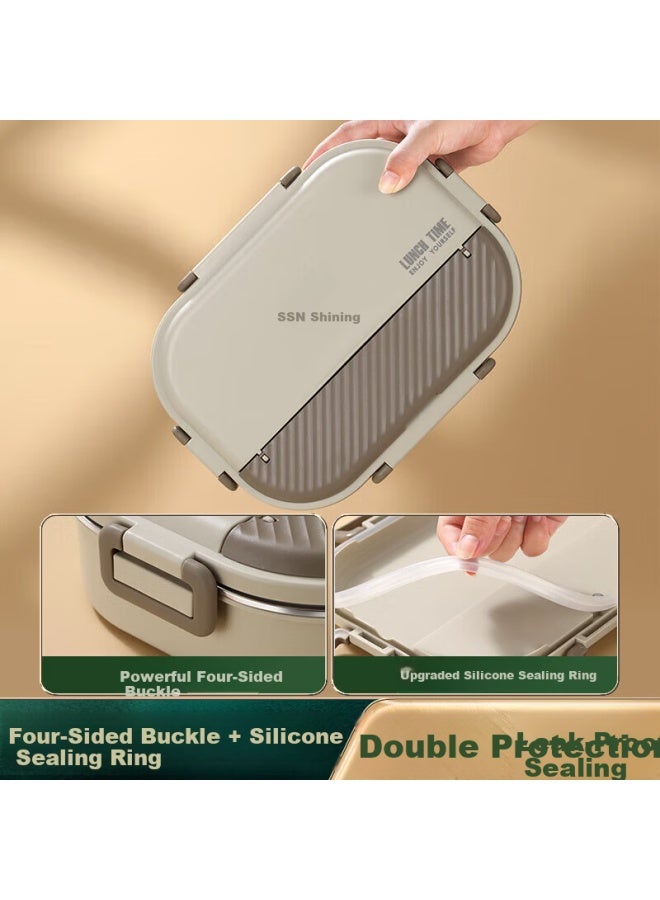 Ssn 316 Stainless Steel Lunch Box Microwaveable Large Capacity Divided Bento Box With Lid For Office Workers - Image 2