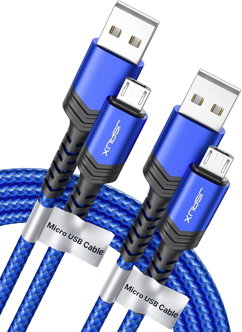 jsaux Micro USB Cable Android Charger [2M 2-Pack], Nylon Braided Cord Compatible with Galaxy S7 S6 J7 Edge Note 5, Kindle. MP3 and More-Blue - Image 1