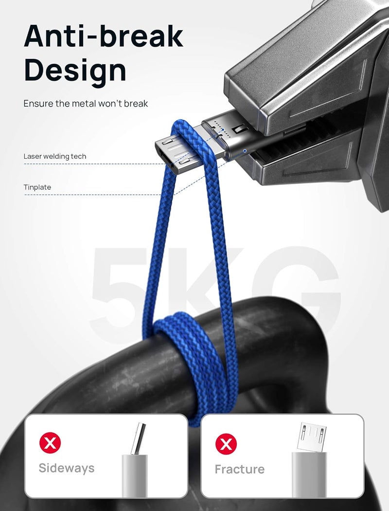jsaux Micro USB Cable Android Charger [2M 2-Pack], Nylon Braided Cord Compatible with Galaxy S7 S6 J7 Edge Note 5, Kindle. MP3 and More-Blue - Image 5