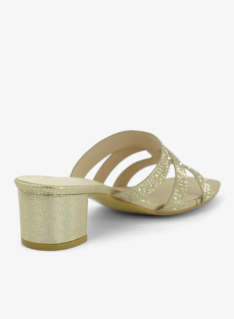 ZAYNA Gold 221-312 Zayna Ladies Classic Low Block Slides 18F8827-0810 Gold for Women | Best Price UAE