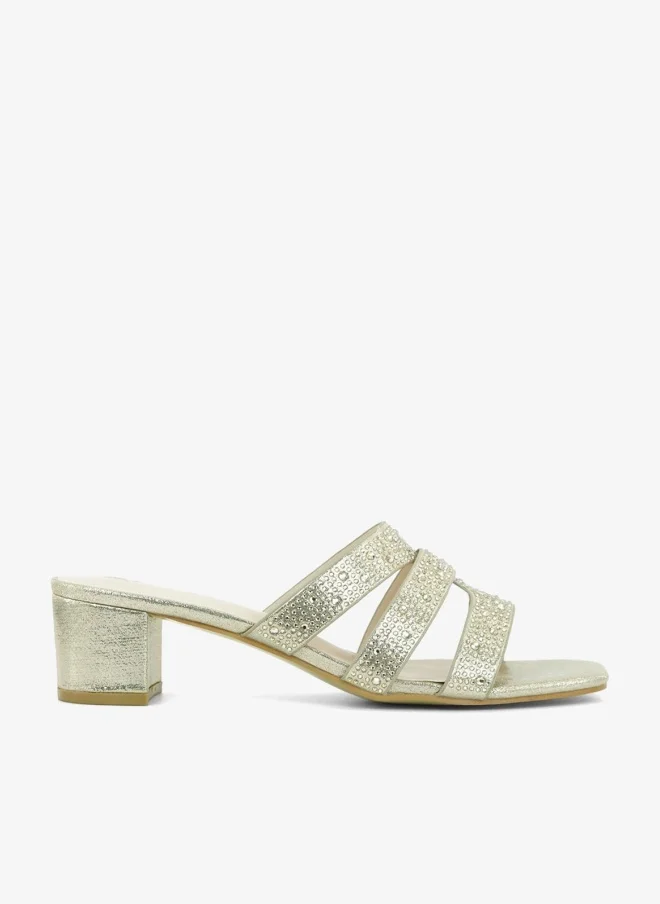 ZAYNA 221-312 Zayna Ladies Classic Low Block Slides 18F8827-0810 Gold
