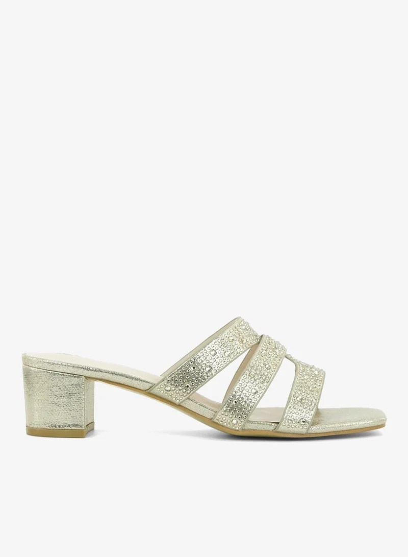 ZAYNA Gold 221-312 Zayna Ladies Classic Low Block Slides 18F8827-0810 Gold for Women | Best Price UAE