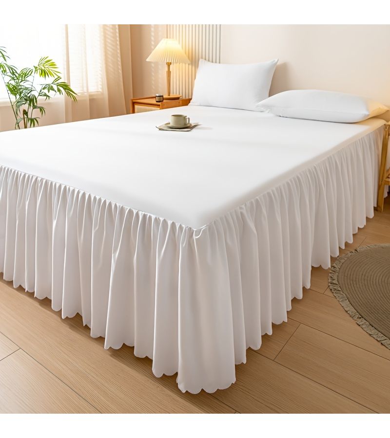 Queen Elastic Lace Bed Skirt Lilac Purple Non Slip Dust Proof Breathable Washable - Image 4