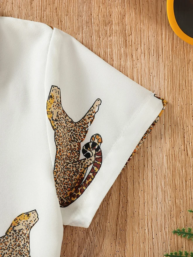 Take Two White Boys Dinosaur Print Short Sleeve Shirt And Shorts Set for Men | Best Price UAE