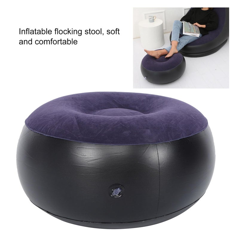 Inflatable Flocking Foot Stool 20 5x7 9 Inch PVC Portable Ottoman for Camping Office Living Room - Image 5