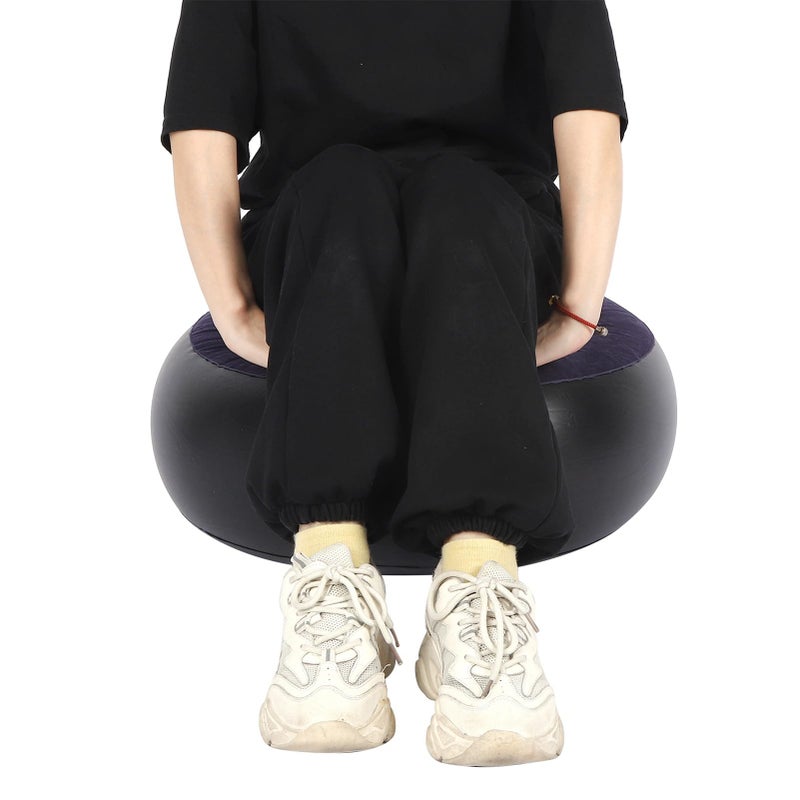 Inflatable Flocking Foot Stool 20 5x7 9 Inch PVC Portable Ottoman for Camping Office Living Room - Image 4