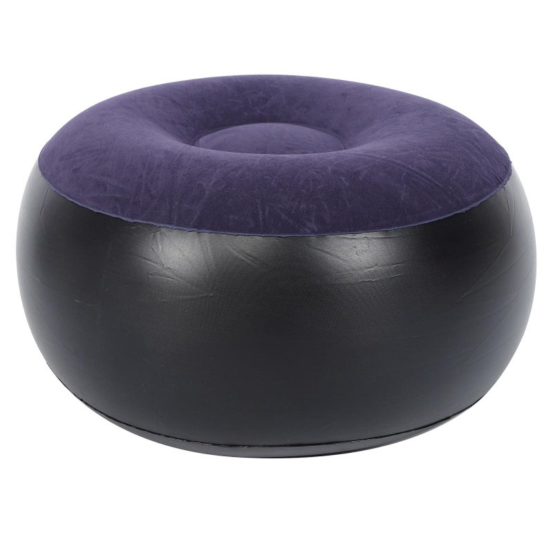 Inflatable Flocking Foot Stool 20 5x7 9 Inch PVC Portable Ottoman for Camping Office Living Room - Image 2
