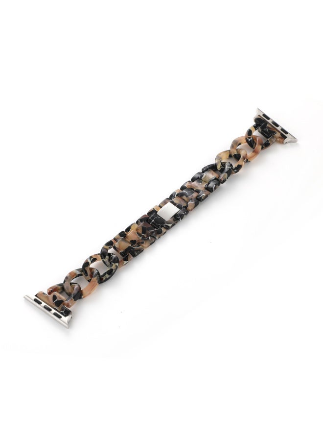 For Apple 567 Generation Resin Transparent Strap For Iwatch Se Denim Chain Strap Chanel Style Transparent Strap-Color:Black Pudding-Pure Resin Denim Chain-Exterior Dimension:38/40/41mm - Image 1