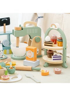 Generic Children's Simulation Coffee Machine Dessert Afternoon Tea Shop Role-playing Selling Store Wooden Toy Kitchen Playset-Color:KBQ-Danish Noble White Cake 0.92  - Image 3