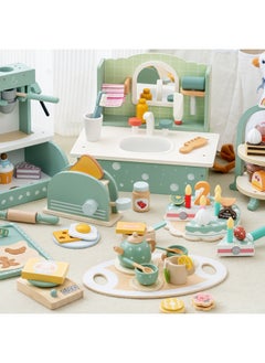Generic Children's Simulation Coffee Machine Dessert Afternoon Tea Shop Role-playing Selling Store Wooden Toy Kitchen Playset-Color:KBQ-Danish Noble White Cake 0.92  - Image 5